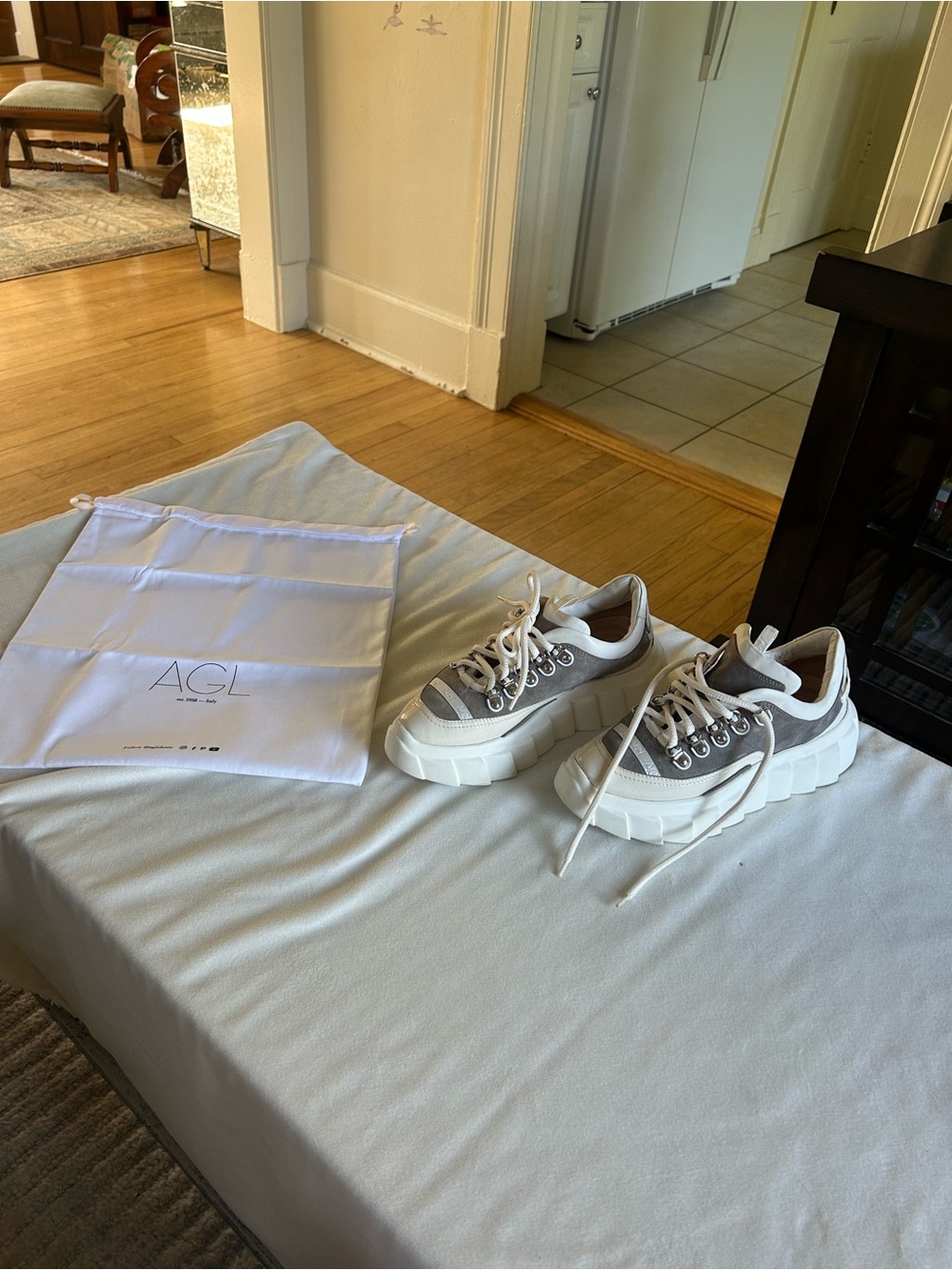 Agl Chunky Platform Sneakers in White and Gray